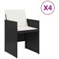 vidaXL Gartenstühle mit Kissen 4 Stk. Schwarz Poly Rattan vidaXL Gartenstühle mit Kissen 4 Stk. Schwarz Poly Rattan