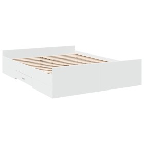 vidaXL Bettgestell mit Schubladen Weiß 140x200 cm Holzwerkstoff