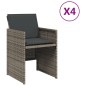 vidaXL Gartenstühle mit Kissen 4 Stk. Grau Poly Rattan vidaXL Gartenstühle mit Kissen 4 Stk. Grau Poly Rattan