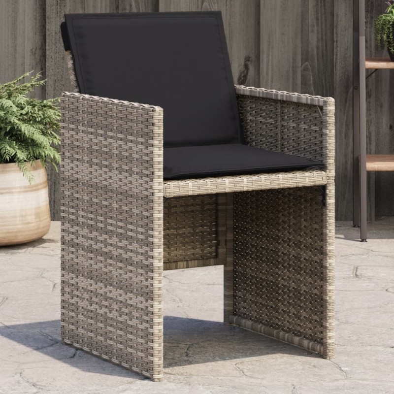 vidaXL Gartenstühle mit Kissen 4 Stk. Hellgrau Poly Rattan vidaXL Gartenstühle mit Kissen 4 Stk. Hellgrau Poly Rattan