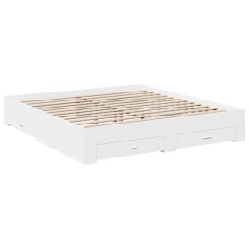 vidaXL Bettgestell mit Schubladen Weiß 200x200 cm Holzwerkstoff