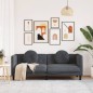 vidaXL Sofa mit Kissen 3-Sitzer Dunkelgrau Samt vidaXL Sofa mit Kissen 3-Sitzer Dunkelgrau Samt