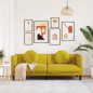 vidaXL Sofa mit Kissen 3-Sitzer Gelb Samt vidaXL Sofa mit Kissen 3-Sitzer Gelb Samt