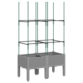 vidaXL Pflanzkübel mit Rankgitter Hellgrau 80x40x142,5 cm PP