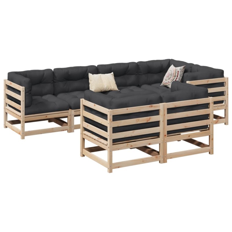 vidaXL 7-tlg. Garten-Sofagarnitur mit Kissen Massivholz Kiefer vidaXL 7-tlg. Garten-Sofagarnitur mit Kissen Massivholz Kiefer