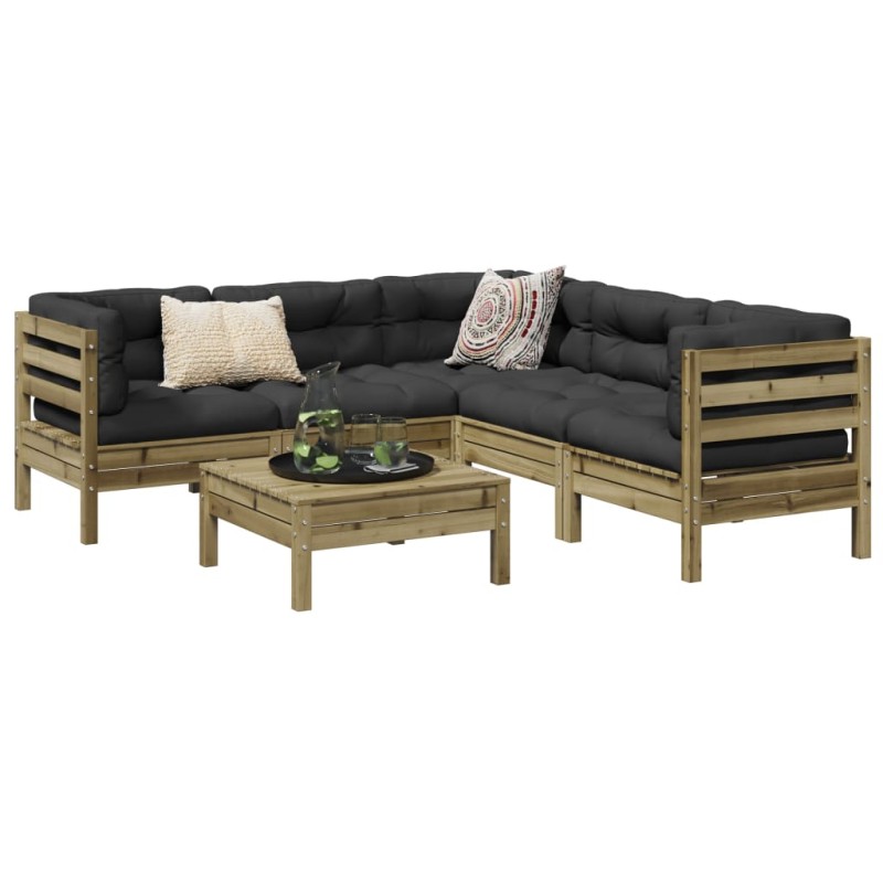 vidaXL 6-tlg. Garten-Sofagarnitur mit Kissen Kiefernholz Imprägniert vidaXL 6-tlg. Garten-Sofagarnitur mit Kissen Kiefernholz Imprägniert