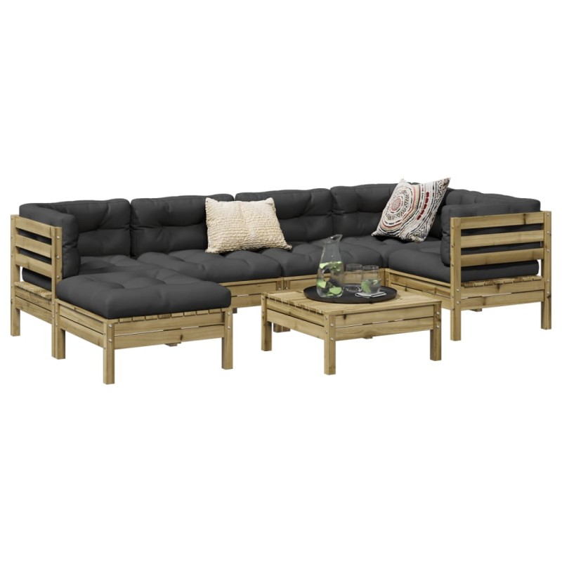 vidaXL 7-tlg. Garten-Sofagarnitur mit Kissen Kiefernholz Imprägniert vidaXL 7-tlg. Garten-Sofagarnitur mit Kissen Kiefernholz Imprägniert