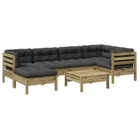 vidaXL 7-tlg. Garten-Sofagarnitur mit Kissen Kiefernholz Imprägniert