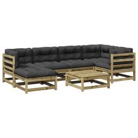 vidaXL 7-tlg. Garten-Sofagarnitur mit Kissen Kiefernholz Imprägniert