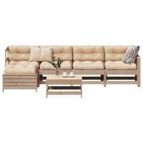 vidaXL 6-tlg. Garten-Sofagarnitur Massivholz Kiefer