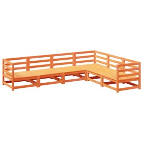 vidaXL 6-tlg. Garten-Sofagarnitur Wachsbraun Massivholz Kiefer
