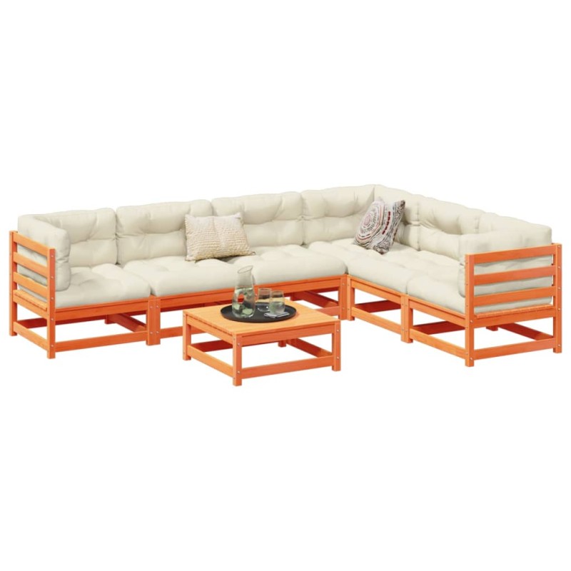 vidaXL 7-tlg. Garten-Sofagarnitur Wachsbraun Massivholz Kiefer vidaXL 7-tlg. Garten-Sofagarnitur Wachsbraun Massivholz Kiefer