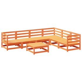 vidaXL 7-tlg. Garten-Sofagarnitur Wachsbraun Massivholz Kiefer