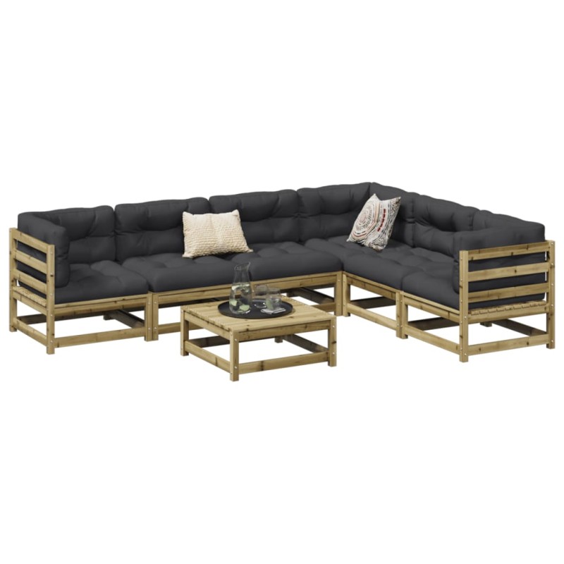 vidaXL 7-tlg. Garten-Sofagarnitur mit Kissen Kiefernholz Imprägniert vidaXL 7-tlg. Garten-Sofagarnitur mit Kissen Kiefernholz Imprägniert