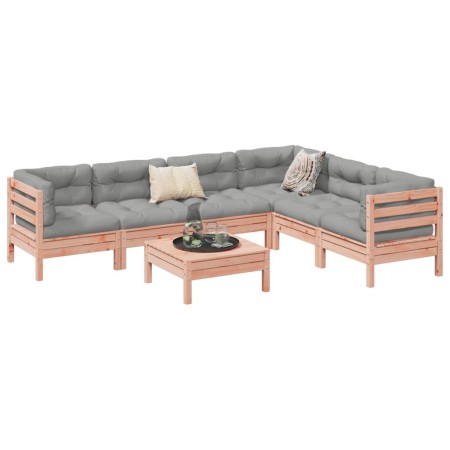 vidaXL 7-tlg. Garten-Sofagarnitur mit Kissen Massivholz Douglasie