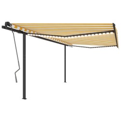 Automatische Markise mit LED & Windsensor 4x3 m Gelb & Weiß