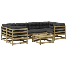 vidaXL 7-tlg. Garten-Sofagarnitur mit Kissen Kiefernholz Imprägniert