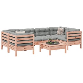 vidaXL 7-tlg. Garten-Sofagarnitur mit Kissen Massivholz Douglasie