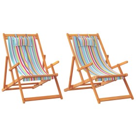 vidaXL Strandstühle 2 Stk. Klappbar Mehrfarbig Stoff
