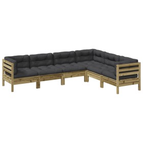 vidaXL 6-tlg. Garten-Sofagarnitur mit Kissen Kiefernholz Imprägniert