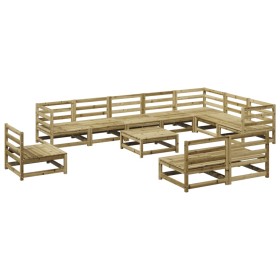vidaXL 11-tlg. Garten-Sofagarnitur Kiefernholz Imprägniert