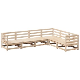 vidaXL 6-tlg. Garten-Sofagarnitur Massivholz Kiefer