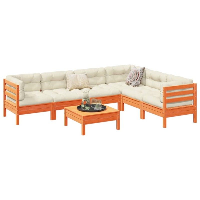 vidaXL 7-tlg. Garten-Sofagarnitur mit Kissen Wachsbraun Kiefernholz vidaXL 7-tlg. Garten-Sofagarnitur mit Kissen Wachsbraun Kiefernholz