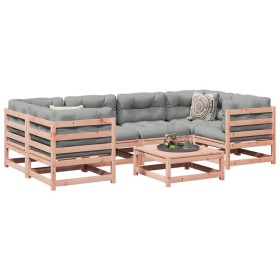 vidaXL 7-tlg. Garten-Sofagarnitur mit Kissen Massivholz Douglasie