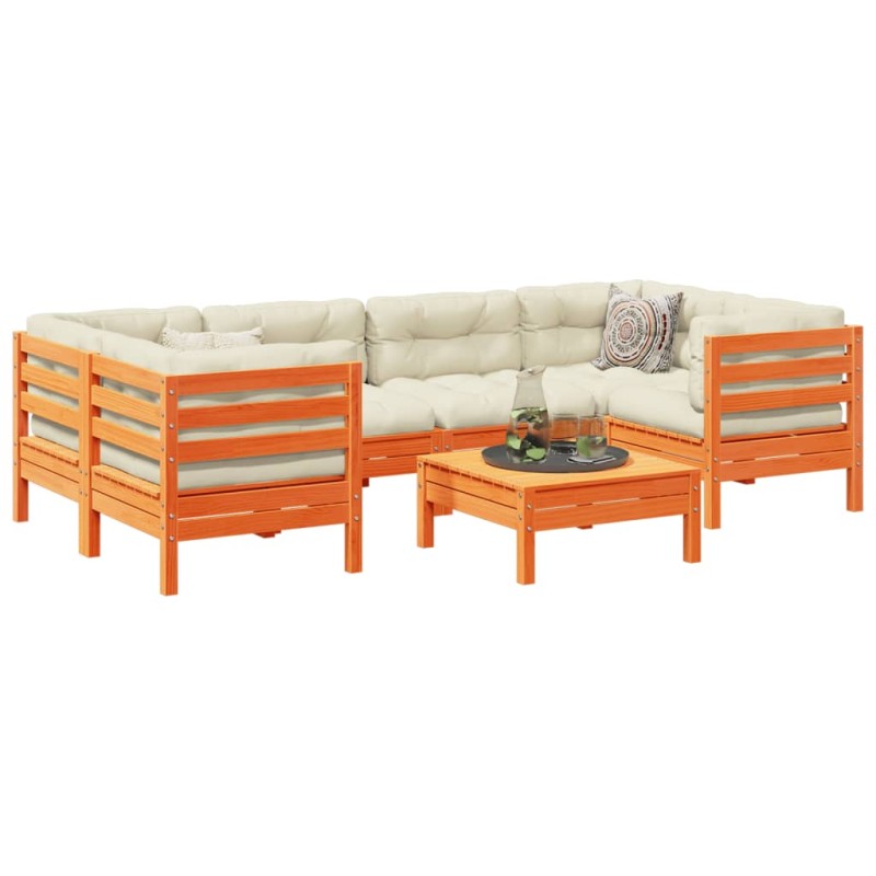 vidaXL 7-tlg. Garten-Sofagarnitur mit Kissen Wachsbraun Kiefernholz vidaXL 7-tlg. Garten-Sofagarnitur mit Kissen Wachsbraun Kiefernholz
