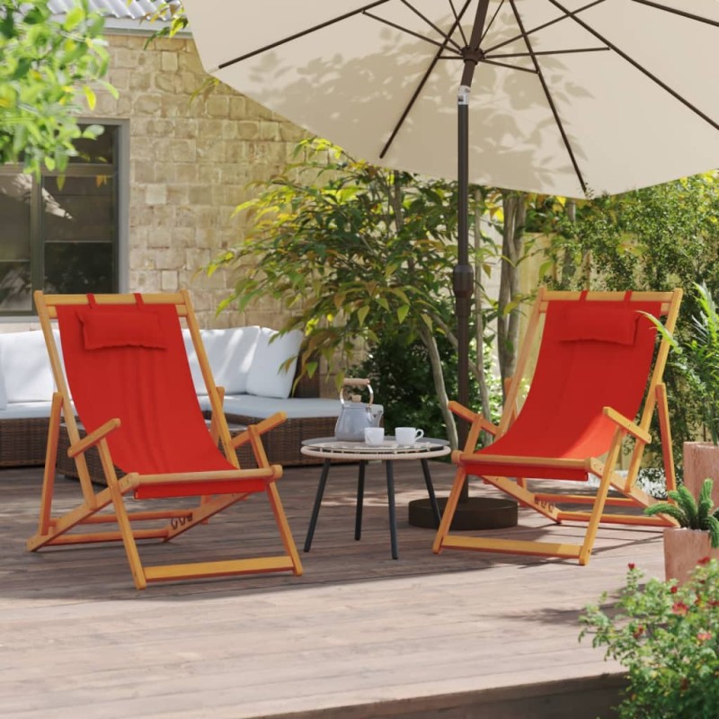 vidaXL Strandstühle 2 Stk. Klappbar Rot Stoff vidaXL Strandstühle 2 Stk. Klappbar Rot Stoff