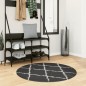 vidaXL Teppich Shaggy Hochflor Modern Schwarz und Creme Ø 100 cm vidaXL Teppich Shaggy Hochflor Modern Schwarz und Creme Ø 100 cm