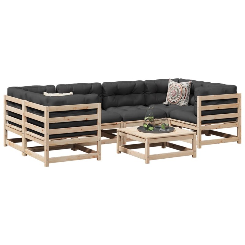 vidaXL 7-tlg. Garten-Sofagarnitur mit Kissen Massivholz Kiefer vidaXL 7-tlg. Garten-Sofagarnitur mit Kissen Massivholz Kiefer