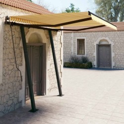 Gelenkarmmarkise Einziehbar mit Pfosten 3,5x2,5 m Gelb & Weiß