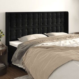 vidaXL Kopfteil mit Ohren Schwarz 183x16x118/128 cm Samt