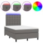vidaXL Boxspringbett mit Matratze & LED Grau 120x190 cm Kunstleder vidaXL Boxspringbett mit Matratze & LED Grau 120x190 cm Kunstleder