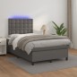 vidaXL Boxspringbett mit Matratze & LED Grau 120x190 cm Kunstleder vidaXL Boxspringbett mit Matratze & LED Grau 120x190 cm Kunstleder