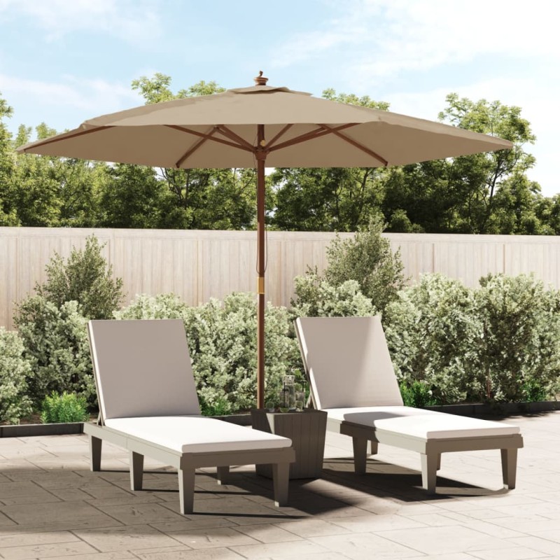 vidaXL Sonnenschirm mit Holzmast Taupe 299x240 cm vidaXL Sonnenschirm mit Holzmast Taupe 299x240 cm