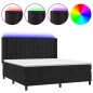 vidaXL Boxspringbett mit Matratze & LED Schwarz 180x200 cm Samt vidaXL Boxspringbett mit Matratze & LED Schwarz 180x200 cm Samt