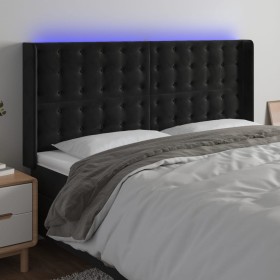 vidaXL LED Kopfteil Schwarz 183x16x118/128 cm Samt