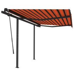Gelenkarmmarkise Einziehbar mit Pfosten 3x2,5 m Orange Braun
