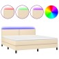 vidaXL Boxspringbett mit Matratze & LED Creme 180x200 cm Stoff vidaXL Boxspringbett mit Matratze & LED Creme 180x200 cm Stoff