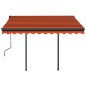 Gelenkarmmarkise Einziehbar mit Pfosten 3x2,5 m Orange Braun Gelenkarmmarkise Einziehbar mit Pfosten 3x2,5 m Orange Braun