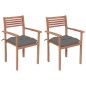 vidaXL Gartenstühle 2 Stk. mit Grauen Kissen Massivholz Teak vidaXL Gartenstühle 2 Stk. mit Grauen Kissen Massivholz Teak