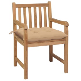 vidaXL Gartenstühle 2 Stk. mit Beige Kissen Massivholz Teak