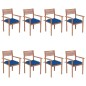 vidaXL Stapelbare Gartenstühle mit Kissen 8 Stk. Massivholz Teak vidaXL Stapelbare Gartenstühle mit Kissen 8 Stk. Massivholz Teak