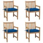 vidaXL Gartenstühle 4 Stk. mit Blauen Kissen Massivholz Teak vidaXL Gartenstühle 4 Stk. mit Blauen Kissen Massivholz Teak