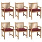 vidaXL Gartenstühle 6 Stk. mit Weinroten Kissen Massivholz Teak vidaXL Gartenstühle 6 Stk. mit Weinroten Kissen Massivholz Teak