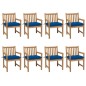 vidaXL Gartenstühle 8 Stk. mit Blauen Kissen Massivholz Teak vidaXL Gartenstühle 8 Stk. mit Blauen Kissen Massivholz Teak