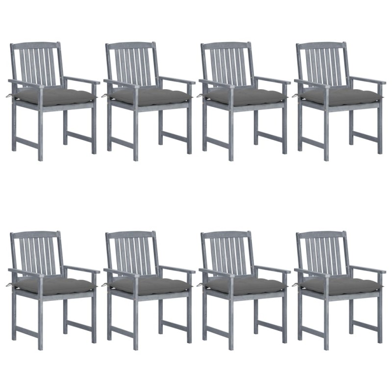 vidaXL Gartenstühle mit Kissen 8 Stk. Massivholz Akazie Grau vidaXL Gartenstühle mit Kissen 8 Stk. Massivholz Akazie Grau