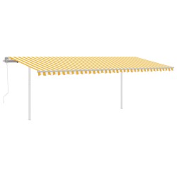 Automatische Markise mit LED & Windsensor 6x3,5 m Gelb Weiß